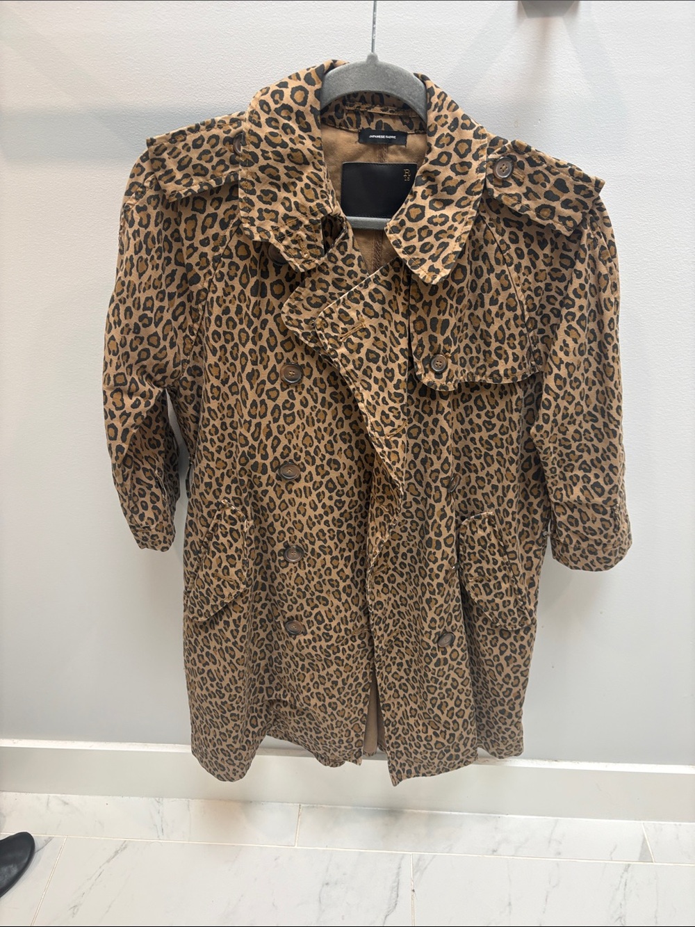 R13 Leopard Print Trench Coat - Tan & Black